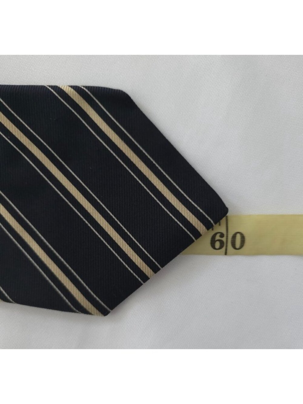 Kiton Napoli 7-Fold Navy & Tan Striped 100% Silk Necktie - Made In Italy - Picture 5 of 5